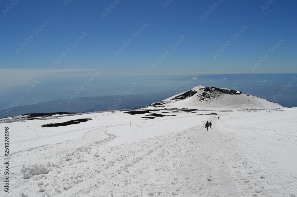 Winter hiking trail, Etna, Sicily, Italy Winter hiking trail, Etna, Sicily, Italy