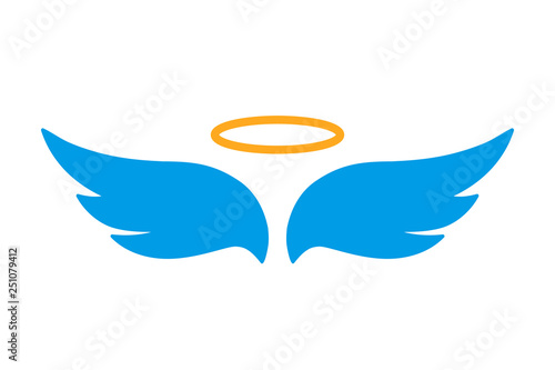 Angel wings icon with nimbus - vector for stock