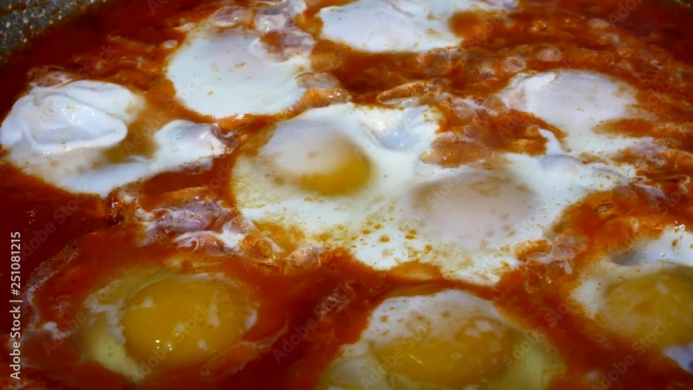 Eggs with Tomato Sauce Video 4K Eggs with Tomato Sauce Video 4K