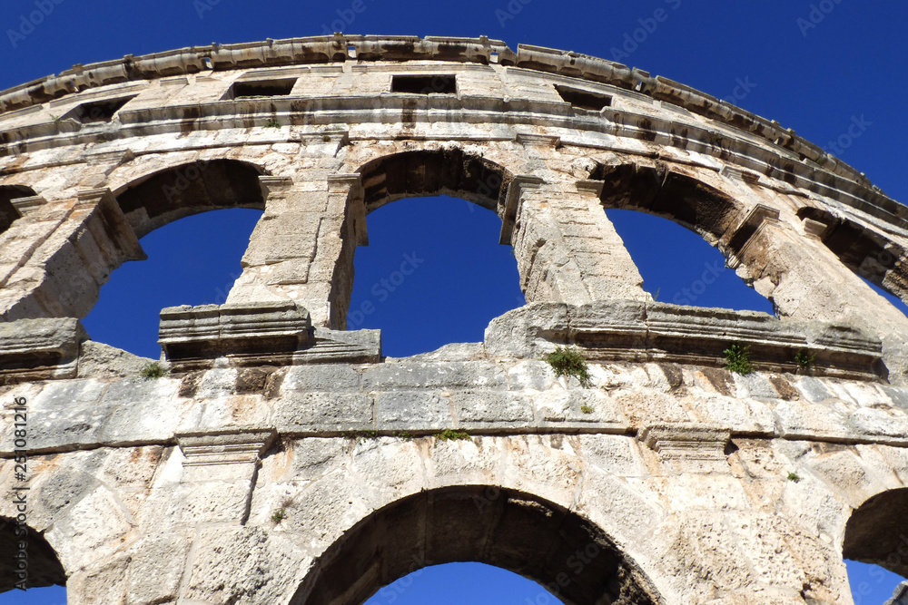 Tourist photo of an ancient roman amphitheatre in Pula Croatia