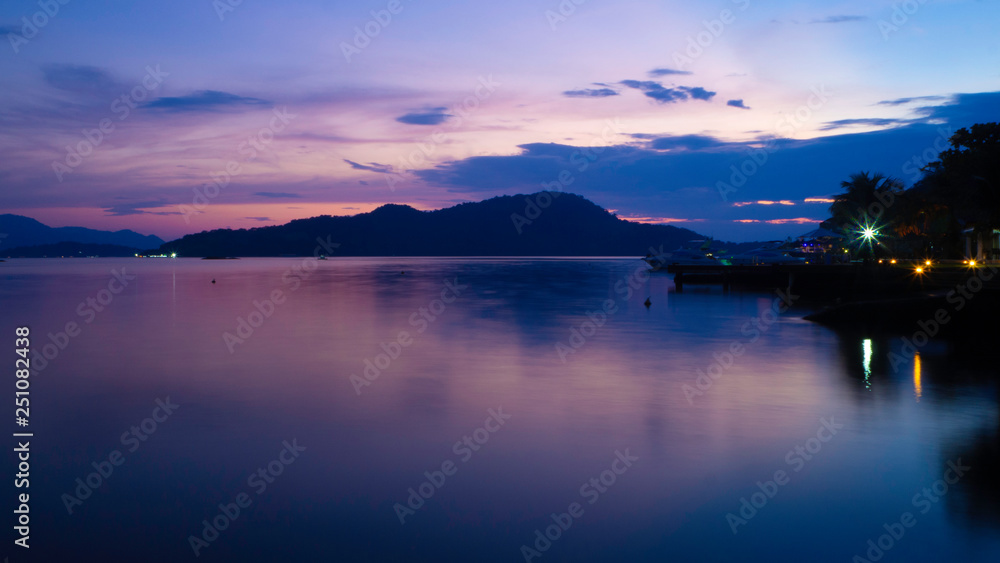 Beautiful violet sunset  at the beach -  Angra dos Reis - Brasil 