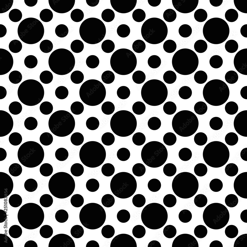 Black round seamless pattern. Polka dot background. Vector illustration. Black round seamless pattern. Polka dot background. Vector illustration.