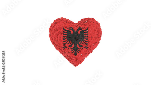 Albania National Day. November 28. Flowers forming heart shape. 3D rendering.