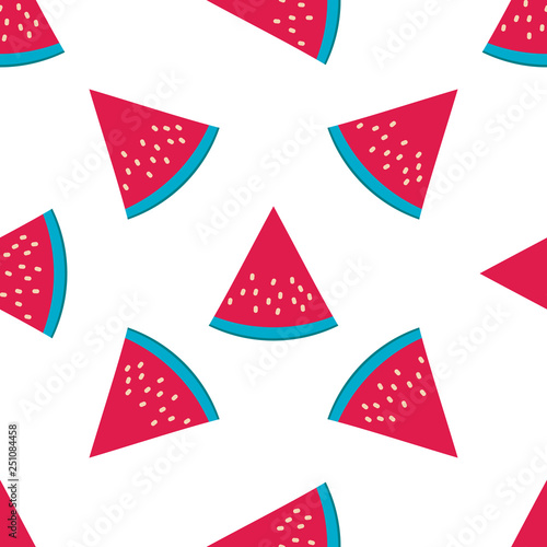 Watermelon slice seamless pattern. Fruit background. Vector illustration.