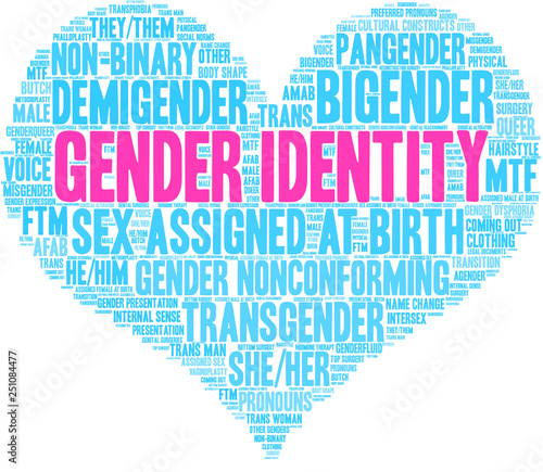 Gender Identity Word Cloud on a white background. 