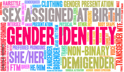 Gender Identity Word Cloud on a white background. 
