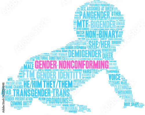 Gender Nonconforming Word Cloud on a white background. 