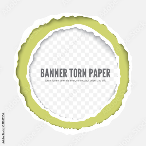 Torn paper frame vector illustration template, ripped paper edges