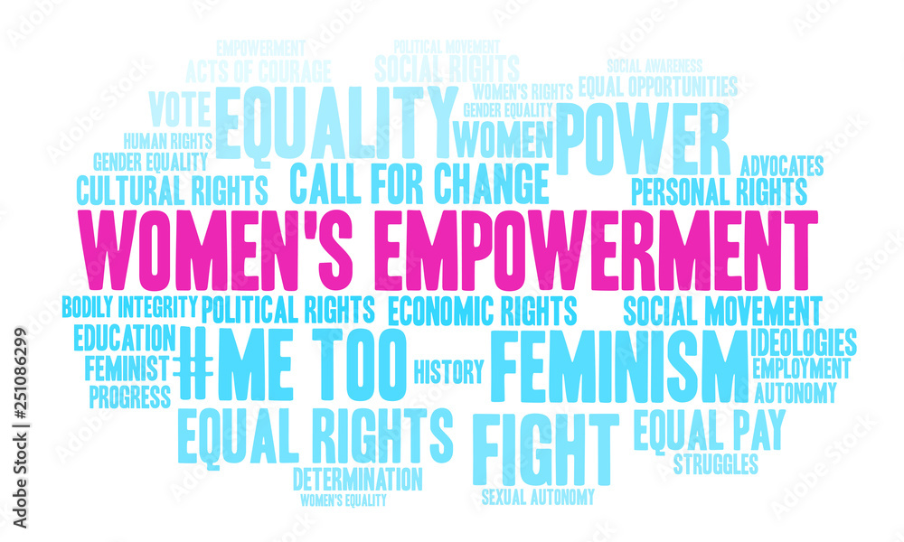 Women's Empowerment Word Cloud on a white background. Stock Vector