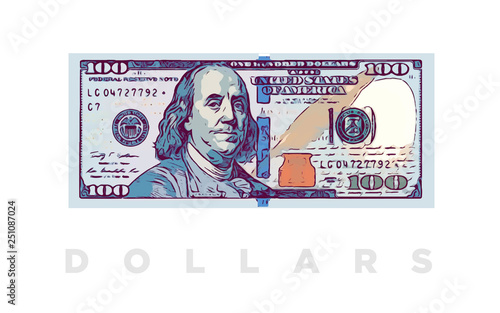 100 Dollars money comics paper banknotes of USA - vector business art illustration