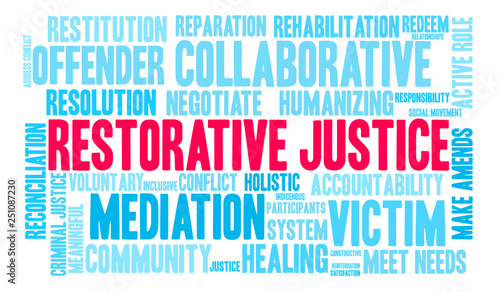 Restorative Justice Word Cloud on a white background. 