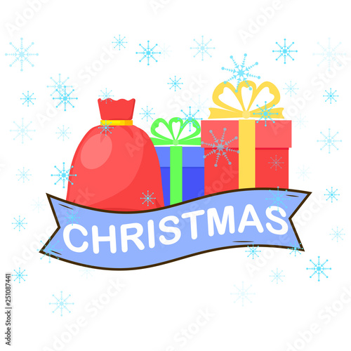 Gift boxes with ribbon  bow icon isolated on white background. Big pile of santa presents  surprises. Christmas  birthday  holidays concept. Happy new year. Vector flat cartoon style design