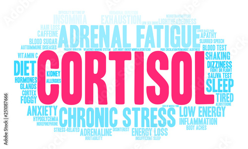 Cortisol Word Cloud on a white background. 