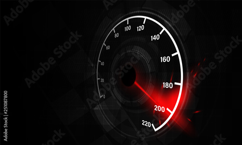 Speed motion background with fast speedometer car. Racing velocity background.