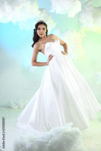 Lovely Asian Beautiful Woman bride white wedding