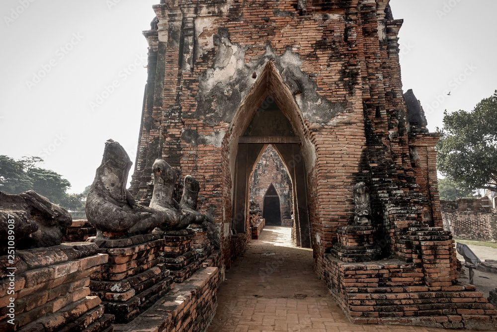 old archaeological site of religion buddha asia thailand.