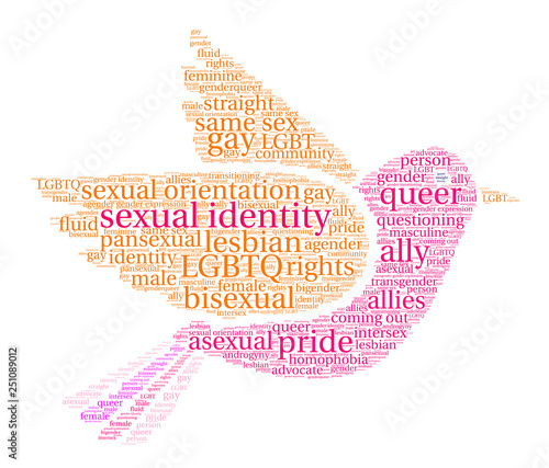 Sexual Identity Word Cloud on a white background. 