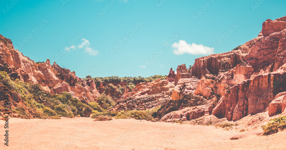 Red cliffs at Coqueirinho's beach in Conde, Paraiba, Brazil Red cliffs at Coqueirinho's beach in Conde, Paraiba, Brazil