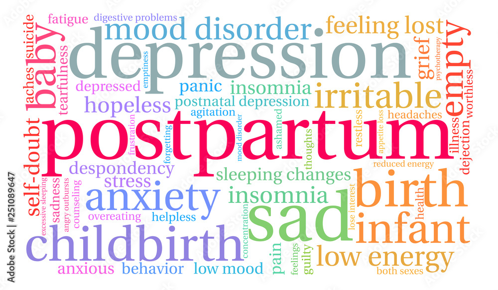 Fototapeta premium Postpartum Word Cloud on a white background. 