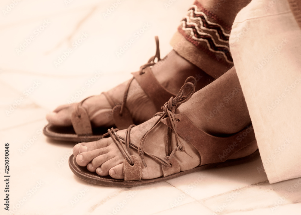 ancient leather sandals of roman man Stock-Foto | Adobe Stock