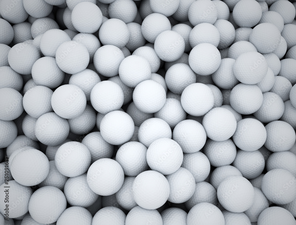 Group of golf balls in a big pile close up 3d illustration Group of golf balls in a big pile close up 3d illustration