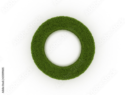 Circle of green lush grass isolated on white background