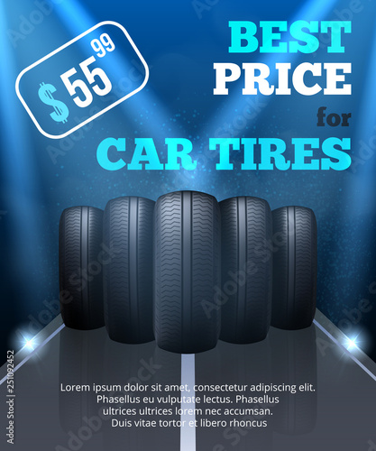 Flat Banner Vector Best Price Car Tiressale Flyer.