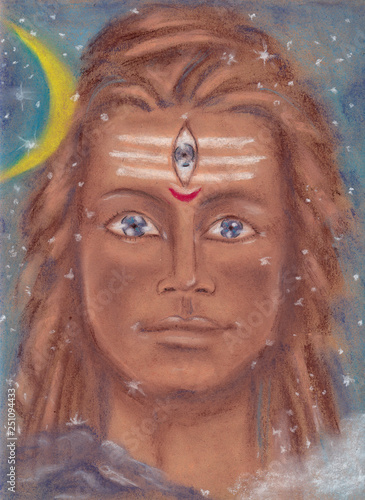 Lord Shiva traditional portrait  by pastel