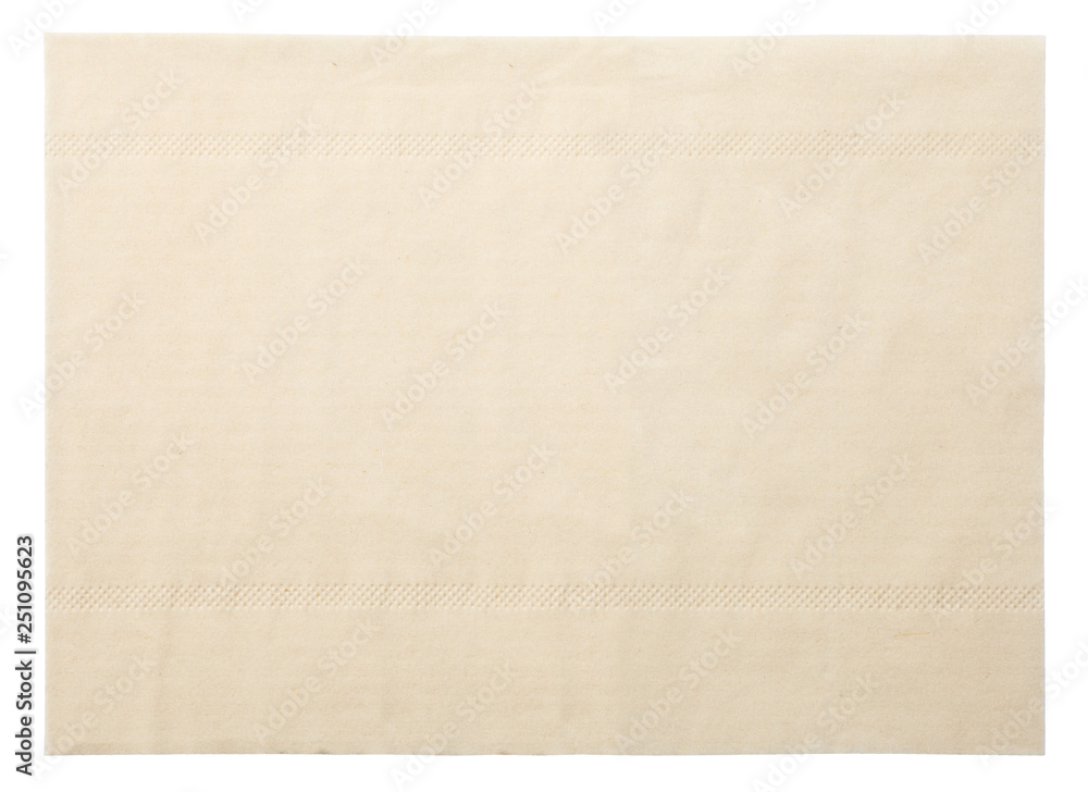 Brown napkin isolate on white background. Top view.