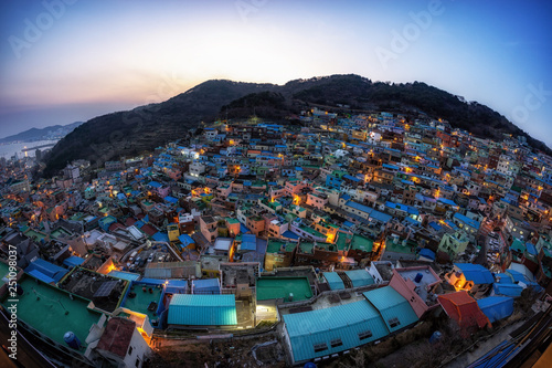 busan gamcheon culture village sunset photo