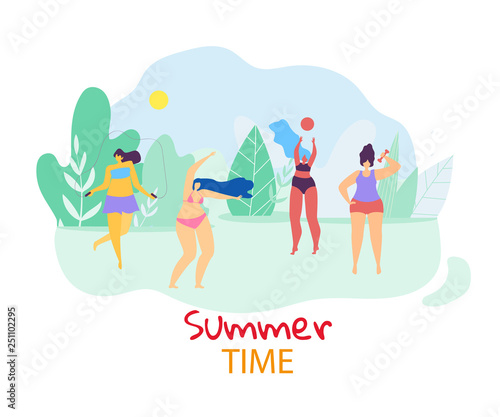 Group of Happy Woman Playing and Relaxing Openair