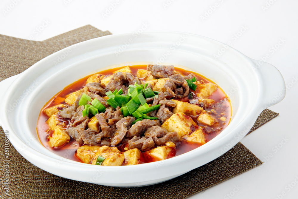 Delicious Chinese cuisine, spicy beef tofu Delicious Chinese cuisine, spicy beef tofu