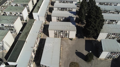 Cemetery in Gava. City of Barcelona. Spain. Aerial view by Drone