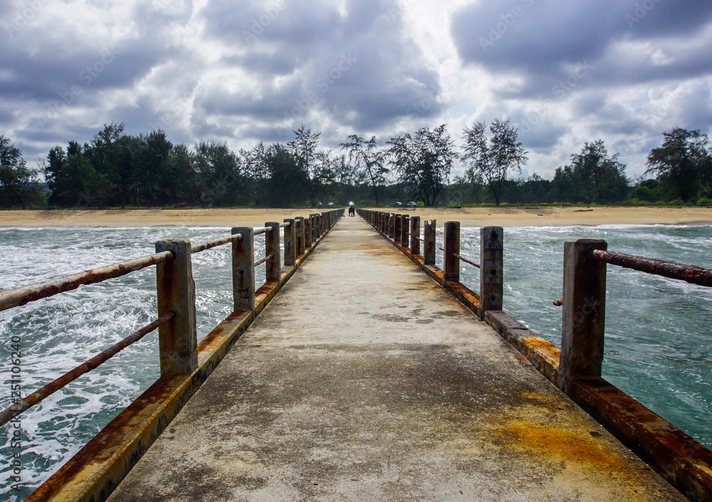 Boardwalk on beach at sunrise . Awana Kijal, Kemaman. Malaysia. Boardwalk on beach at sunrise . Awana Kijal, Kemaman. Malaysia.