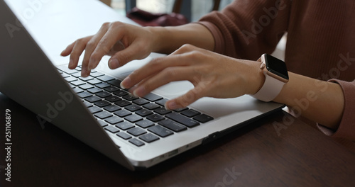 Woman type on keyboard