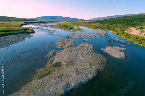 Langot-Yogan river on august morning. Yamal, Russia photo