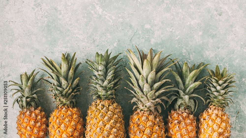 Six ripe pineapples Six ripe pineapples