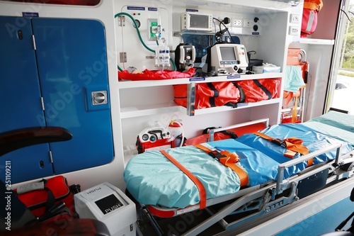 Interior of an ambulance.