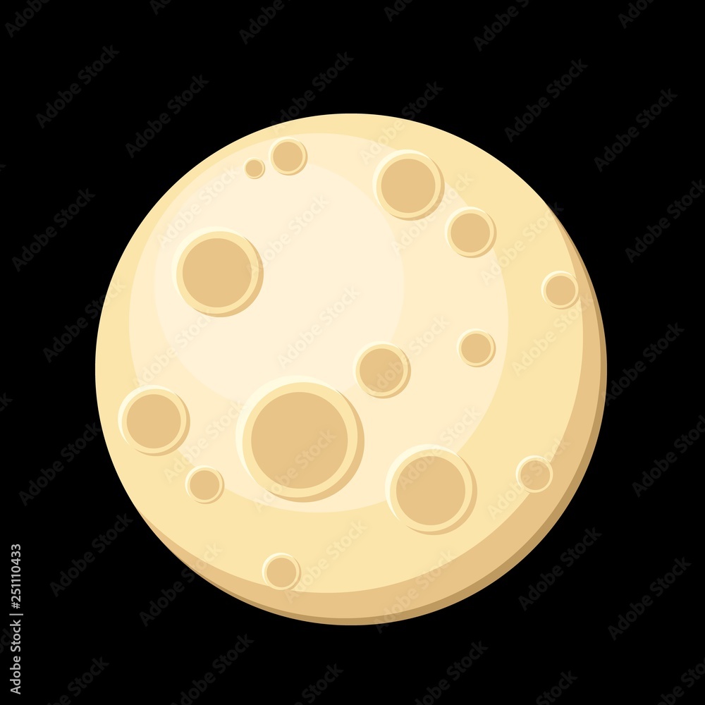 Full moon cartoon flat design. Vector illustration on black background Full moon cartoon flat design. Vector illustration on black background