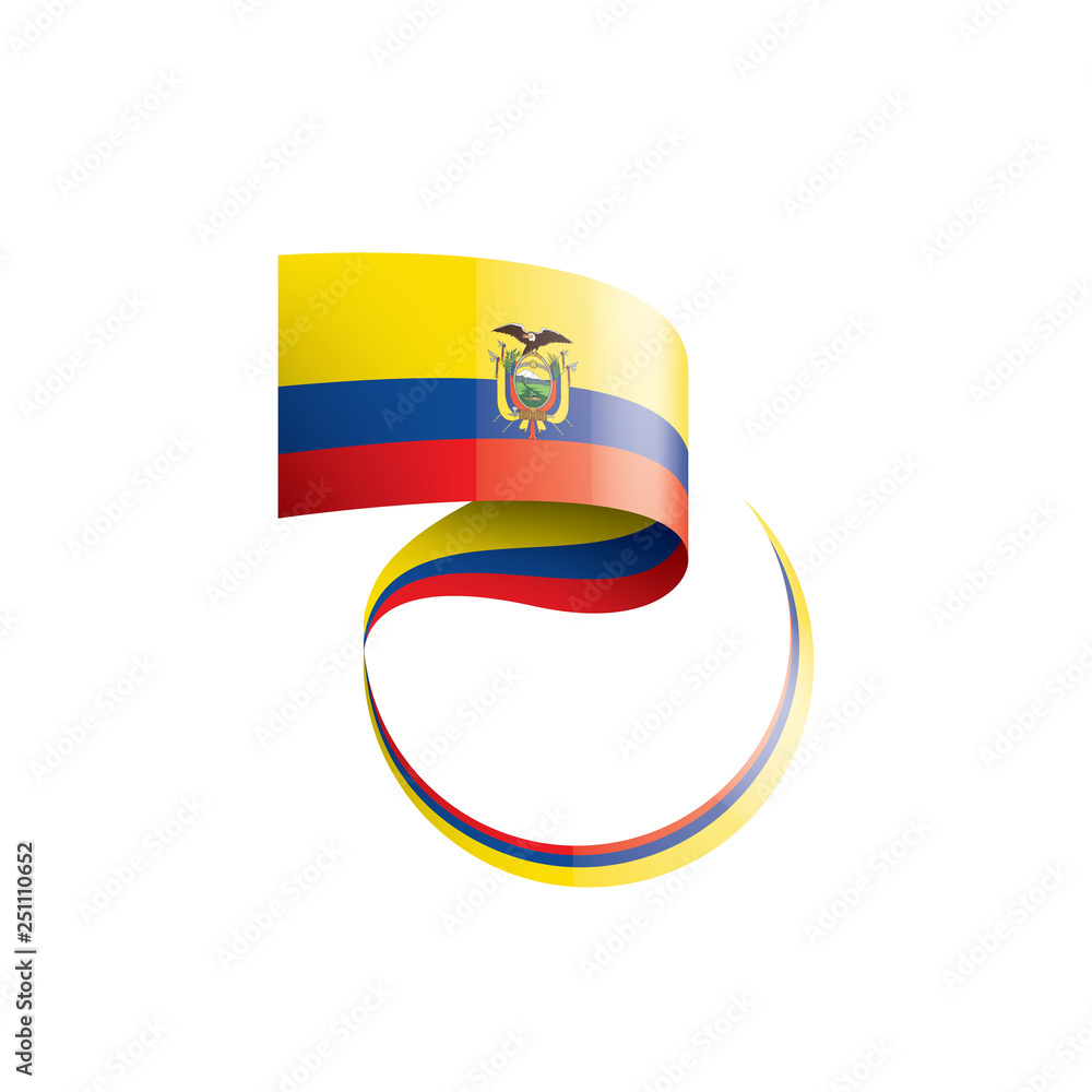 Obraz premium Ecuador flag, vector illustration on a white background