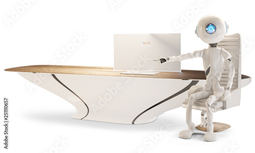 a robot is pointing on some...