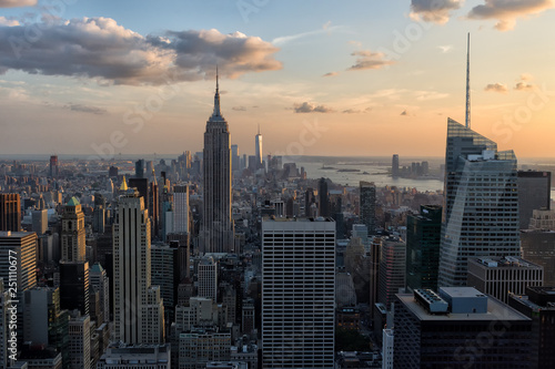 Skyline of New York City in the evening sun