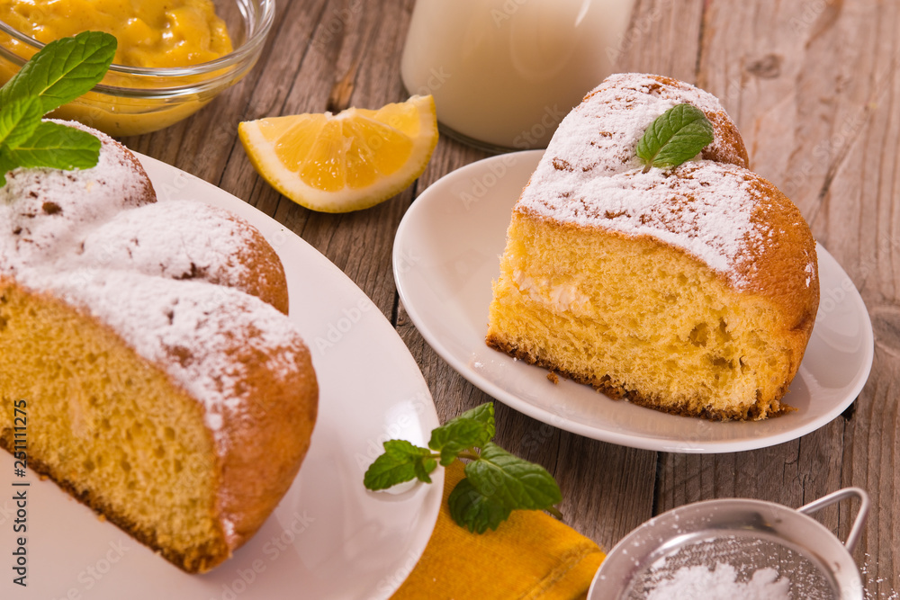 Cake with lemon cream filling. Cake with lemon cream filling.