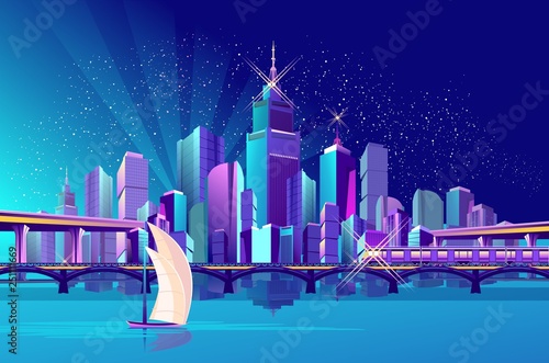 night city by the ocean