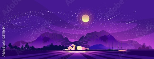night village in the mountains