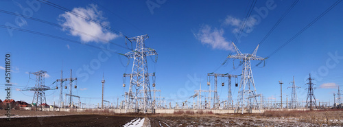 Obraz na płótnie Panoramic image of high voltage substation. w salonie