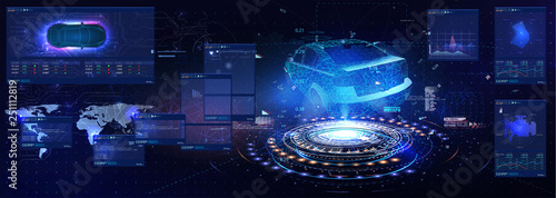Car service in the style of HUD, Cars infographic ui, analysis and diagnostics in the hud style, futuristic user interface, repairs cars, Car auto service, mechanisms cars, car service HUD. dashboard