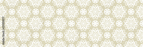 Floral seamless background. White design on long olive green backdrop