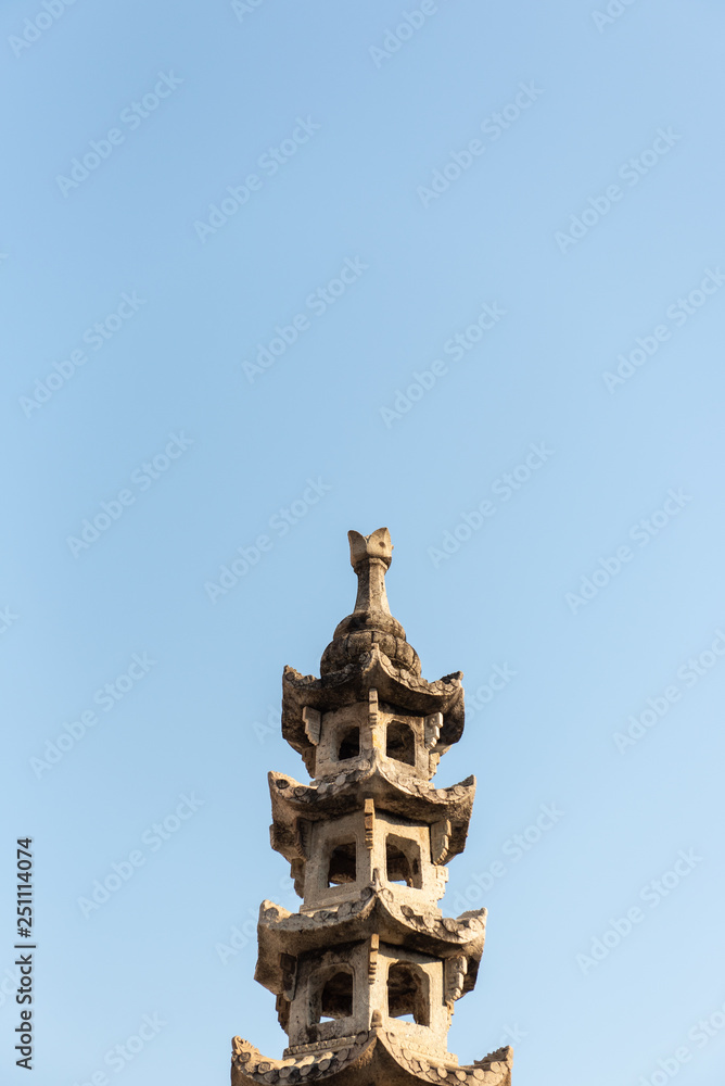 Thai pagoda against the sky, also known as stupa or chedi against the sky.