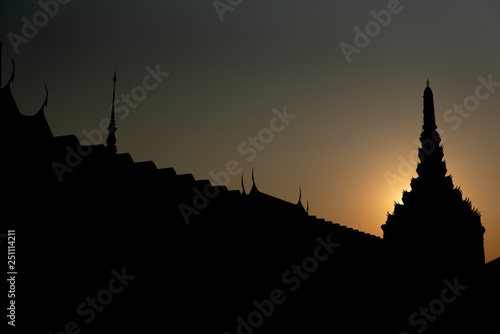 Silhouetted Temple in Bangkok Thailand  © sittichai
